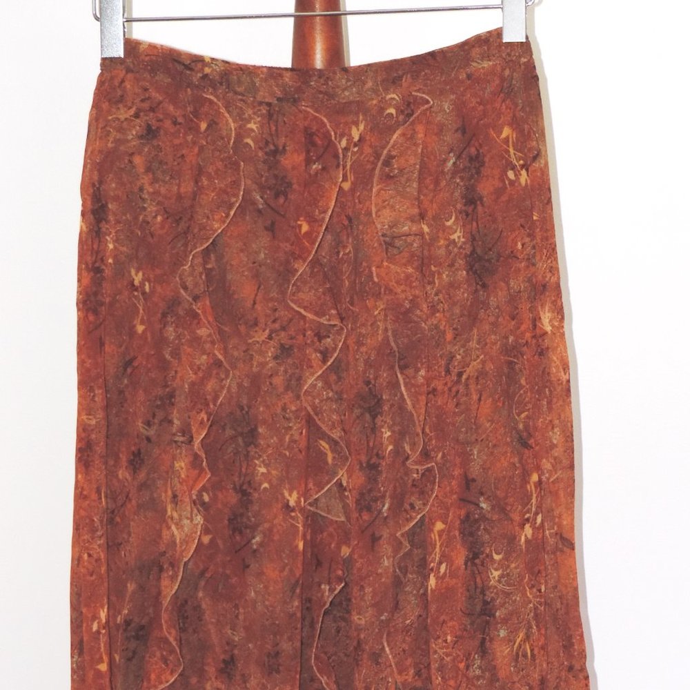 Krazy Kat lined Harvest Print Ruffled skirt